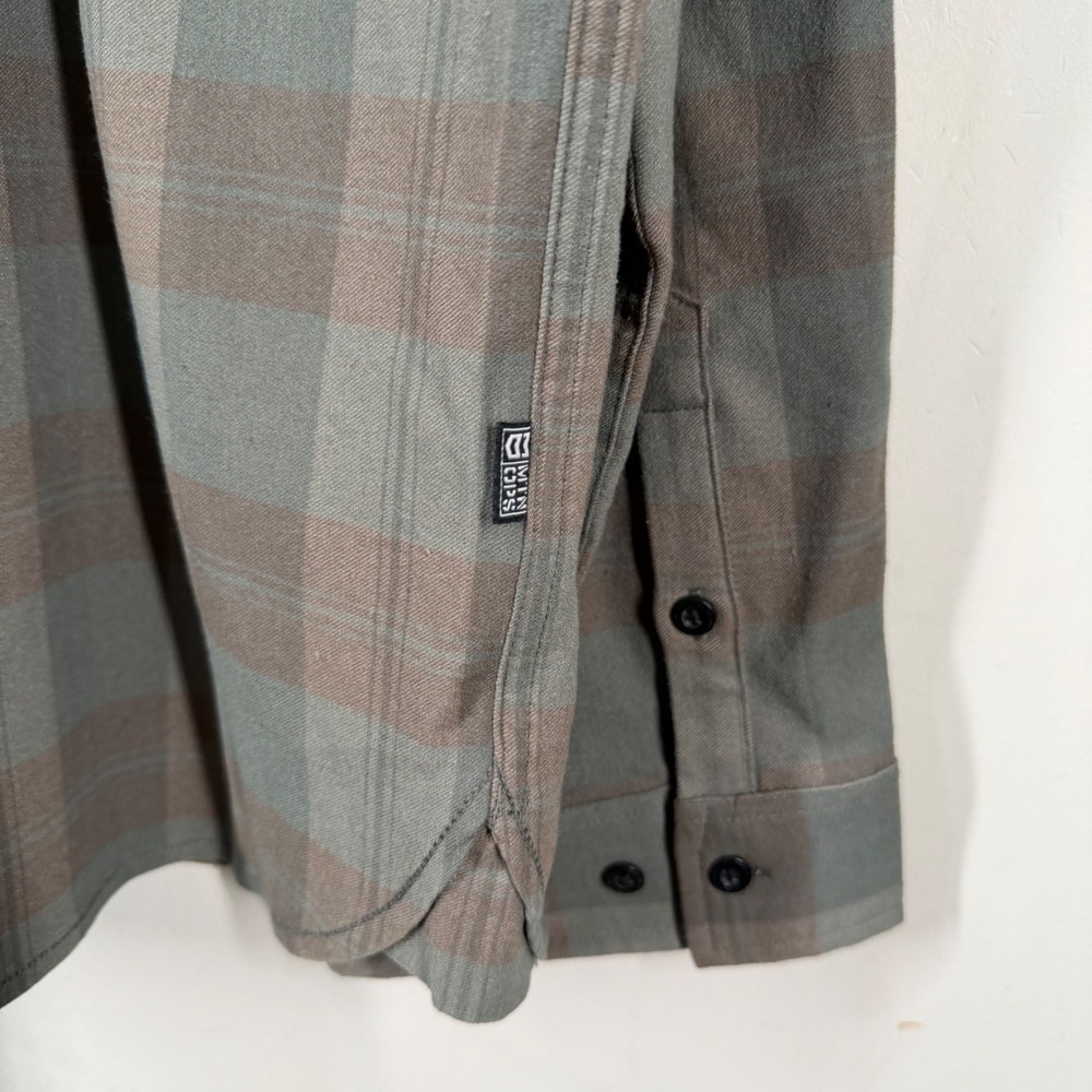 MTN OPS Mens Pinyon Tri Blend Premium Flannel Shirt Sz L Sage Plaid Long Sleeve - Picture 10 of 16